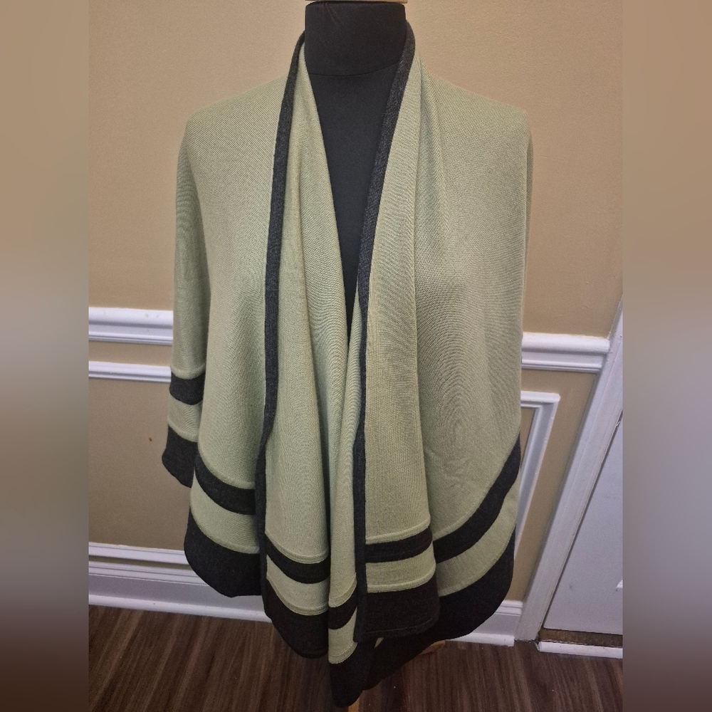 Carlisle Olive and Gray Merino Wool Shawl